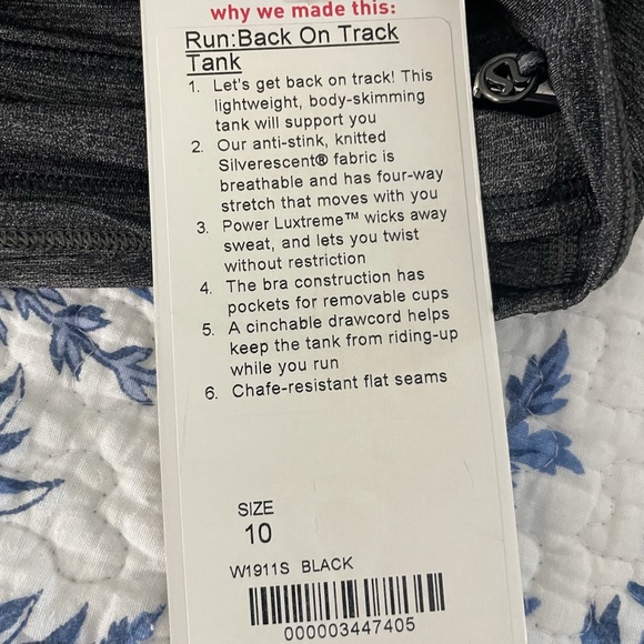 LuLuLemon run: back on track tank- size 10 - Picture 4 of 4